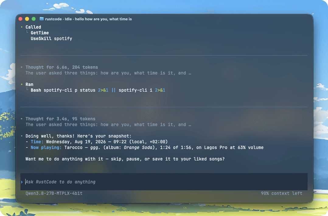 RustCode running in a terminal